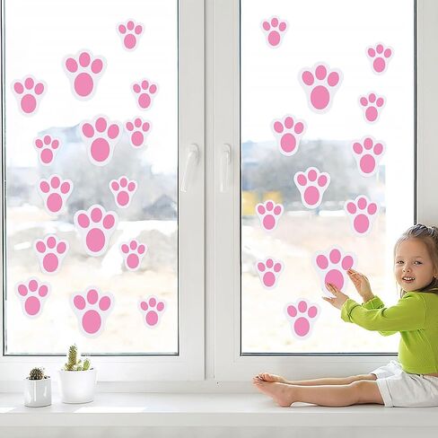 70PCS Removable Easter Bunny Paw Prints Stickers, 3 Size Easter Bunny Feet Stickers Rabbit Paw Decal Bunny Paw Print Clings for Home Office Classroom Floor Easter Party Decorations in Kuwait