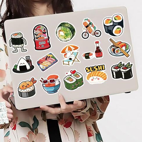 50Pcs Cute Sushi Stickers, Cartoon Japanese Food Waterproof Stickers, Suitable for Decorating notebooks, notebooks, Water Bottles, and Electronic Devices (Sushi) in Saudi Arabia