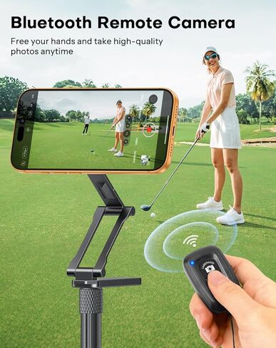OMOTON CV08-B1 Golf Tripod & Monopod, 5-in-1 Pro Kit (Magnetic Phone Mount+Spike+Tripod+Remote+Action Camera Adapter), 59" Extendable Pole for Golf Swing Recording, Fit for iPhone, Android, GoPro in Kuwait