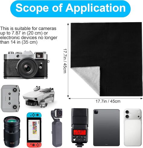 Self-Adhesive Camera Lens Wrap, 17.7''×17.7'' Anti-Scratch Protective Cloth, Washable Lens Pouch for DSLR Cameras & Phone Accessories in Kuwait