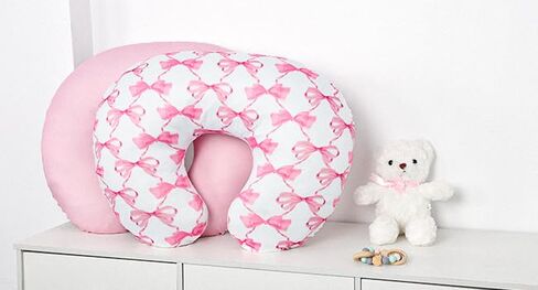 Nursing Pillow Cover 2 Pack, Stretchy Breastfeeding Pillow Covers, Removable Feeding Pillowcase for Newborn, Ultra Soft Nursing Pillow Slipcover for Baby Girls Boys, Pink Bow in Saudi Arabia