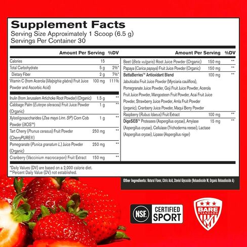 BARE PERFORMANCE NUTRITION, BPN Strong Reds Superfood Powder, Strawberry, 30 Servings in Saudi Arabia