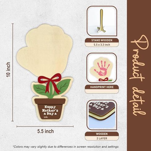 Personalized Flower Pot Handprint Sign - DIY Mothers Day Crafts For Kids, Toddlers - Mothers Day Gifts for Mom, Grandma - Wooden Flower Hand Print Sign - Mother s Day Gift From Kids To Mom, Grandma in Kuwait