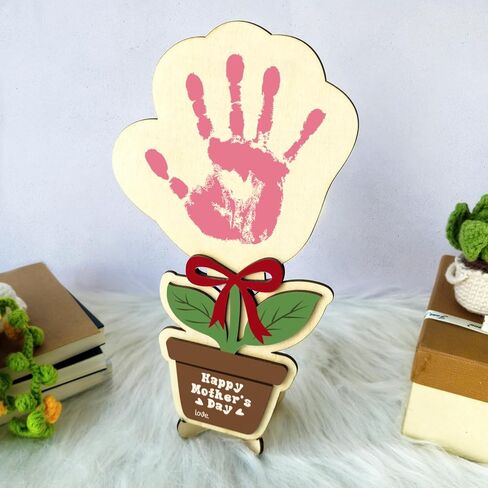 Personalized Flower Pot Handprint Sign - DIY Mothers Day Crafts For Kids, Toddlers - Mothers Day Gifts for Mom, Grandma - Wooden Flower Hand Print Sign - Mother s Day Gift From Kids To Mom, Grandma in Kuwait