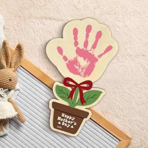 Personalized Flower Pot Handprint Sign - DIY Mothers Day Crafts For Kids, Toddlers - Mothers Day Gifts for Mom, Grandma - Wooden Flower Hand Print Sign - Mother s Day Gift From Kids To Mom, Grandma in Kuwait