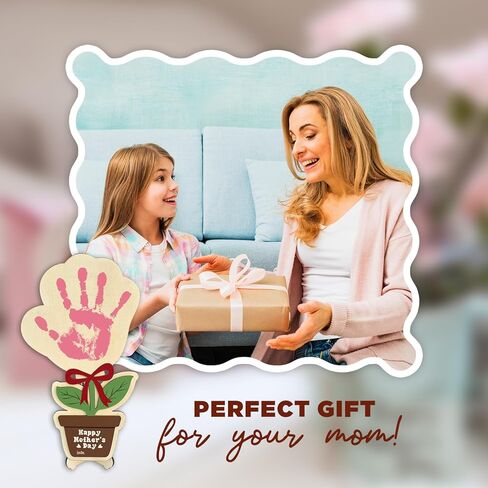 Personalized Flower Pot Handprint Sign - DIY Mothers Day Crafts For Kids, Toddlers - Mothers Day Gifts for Mom, Grandma - Wooden Flower Hand Print Sign - Mother s Day Gift From Kids To Mom, Grandma in Kuwait