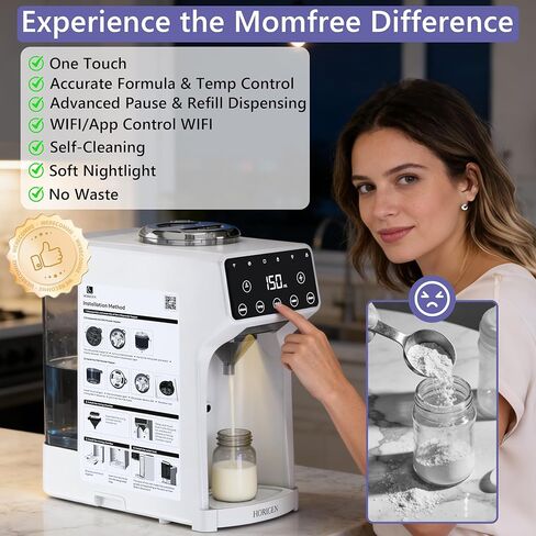 Horigen Baby Formula Dispenser Formula Maker - Advanced WiFi Bottle Maker Formula Machine with Automatic Mix & Clean, Instant Warm Water, Fast Milk Make with Accurate Dispensing & Temperature Control in Kuwait