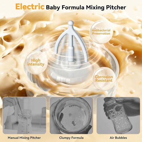 Electric Breast Pitcher, Portable Baby Milk Formula Mixing Pitcher, Automatic Breastmilk Formula Fridge Storage Container Mixer with Wide Mouth, BPA-Free, Made with Tritan, Blue in Kuwait