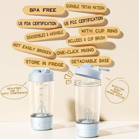 Electric Breast Pitcher, Portable Baby Milk Formula Mixing Pitcher, Automatic Breastmilk Formula Fridge Storage Container Mixer with Wide Mouth, BPA-Free, Made with Tritan, Blue in Kuwait