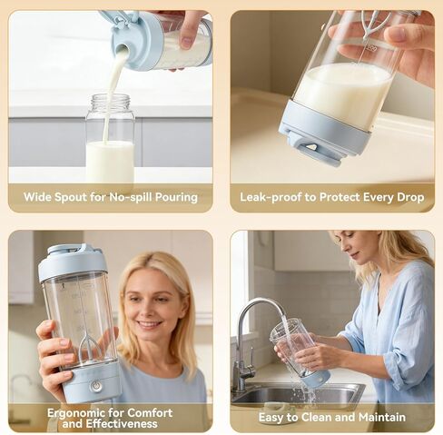 Electric Breast Pitcher, Portable Baby Milk Formula Mixing Pitcher, Automatic Breastmilk Formula Fridge Storage Container Mixer with Wide Mouth, BPA-Free, Made with Tritan, Blue in Kuwait