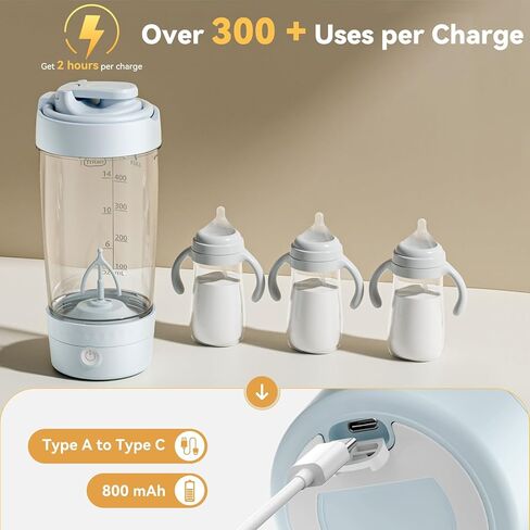 Electric Breast Pitcher, Portable Baby Milk Formula Mixing Pitcher, Automatic Breastmilk Formula Fridge Storage Container Mixer with Wide Mouth, BPA-Free, Made with Tritan, Blue in Kuwait