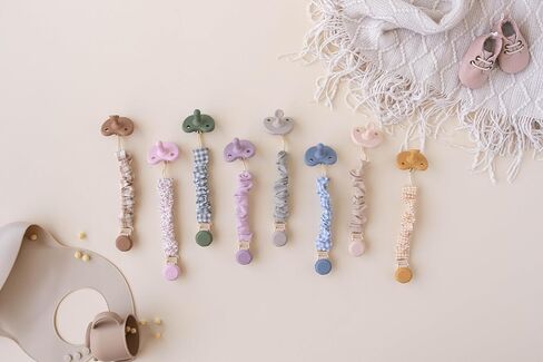 Muslin Cotton Pacifier Clips - Metal-Free, Lightweight and Secure Pacifier Holder for Babies (Ballerina Fleur) - Mila & Lulu in Kuwait