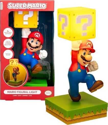 Paladone Super Mario Diorama Light - مصباح يعمل بالضغط مقاس 35 سم مع 3 إعدادات سطوع وصوت رسمي، وغرفة نوم تعمل بمنفذ USB وديكور غرفة الألعاب - هدية نينتندو القابلة للتجميع in Kuwait