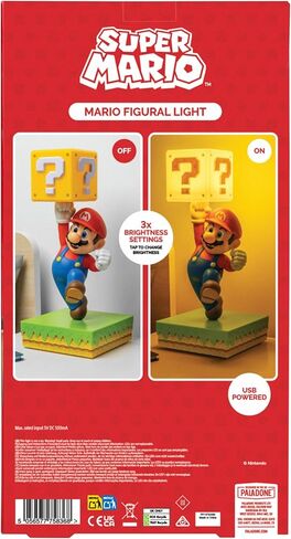 Paladone Super Mario Diorama Light - مصباح يعمل بالضغط مقاس 35 سم مع 3 إعدادات سطوع وصوت رسمي، وغرفة نوم تعمل بمنفذ USB وديكور غرفة الألعاب - هدية نينتندو القابلة للتجميع in Kuwait