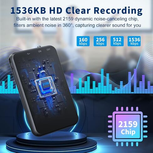 64GB Digital Voice Recorder with 150Hrs Battery, ​​Tonnlog 1536Kbps HD Voice Activated Recorder with Al-Intelligent Noise Reduction​​, Recording Device for Lectures Interviews Meetings Classes in Saudi Arabia