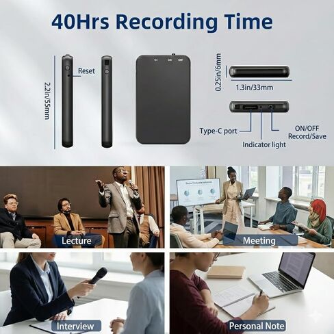 64GB Digital Voice Recorder with 150Hrs Battery, ​​Tonnlog 1536Kbps HD Voice Activated Recorder with Al-Intelligent Noise Reduction​​, Recording Device for Lectures Interviews Meetings Classes in Saudi Arabia