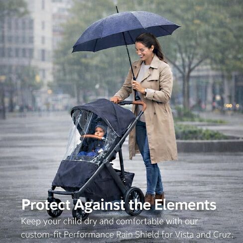 غطاء المطر يناسب عربة الأطفال UPPAbaby Vista/Vista V2/Vista V3/Cruz/Cruz V2 - درع الطقس المقاوم للرياح مع نافذة بسحاب وفتحات تهوية، واقي المطر لعربة الأطفال لجميع المواسم in Kuwait