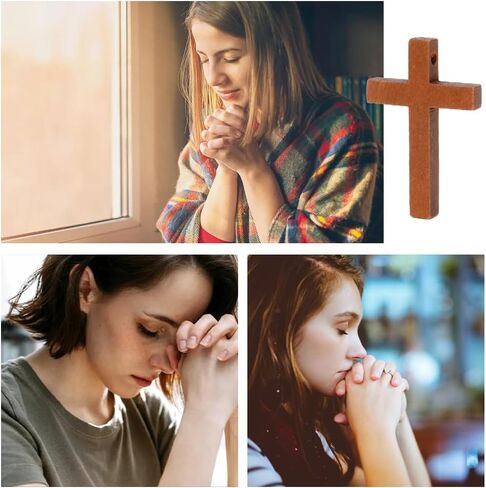 صليب خشبي مع سلسلة، عبوة كبيرة مقاس 1.2 × 1.7 بوصة، 50 قطعة أو 100 قطعة، قلادات سلسلة مفاتيح، لوازم حرفية لصنع المجوهرات in Saudi Arabia