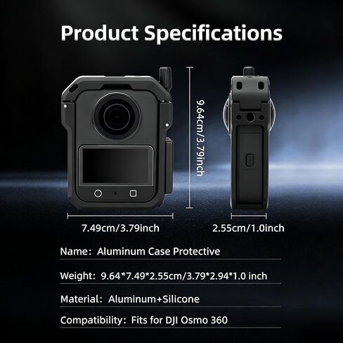 قفص كاميرا من الألومنيوم من YELANGU لـ DJI Osmo 360، إطار واقٍ مع إطلاق سريع، وحذاء بارد وفتحات ملولبة 1/4 بوصة للتصوير متعدد السيناريوهات in Kuwait