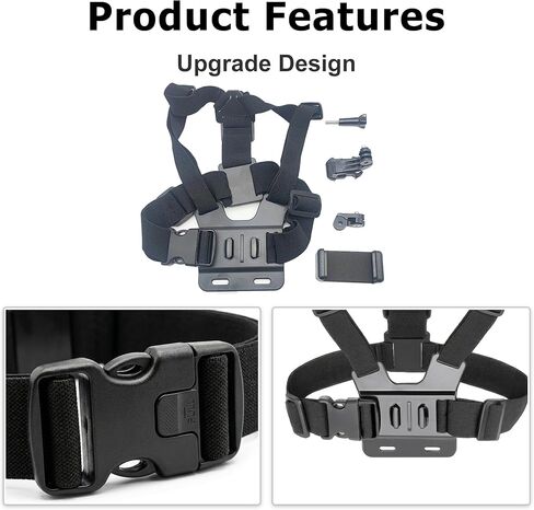 5PCS Mobile Phone Chest Adjustable Strap Mount GoPro Chests, Cell Phone Clips Harness Holder Bracket, Action Camera Chest Strap Holder-Black in Kuwait