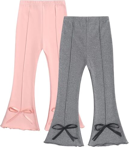 Toddler Girl Flare Pants Cotton Bell Bottoms 2 Pack Solid Girls Flare Leggings Elastic Waist Trousers in Kuwait