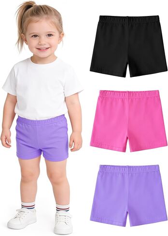 3 Pack Toddler Girl Biker Shorts Baby Girls Cotton Dance Shorts Under Dress Cartwheel Summer Cloth Size 18M-5T in Kuwait