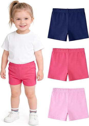 3 Pack Toddler Girl Biker Shorts Baby Girls Cotton Dance Shorts Under Dress Cartwheel Summer Cloth Size 18M-5T in Kuwait