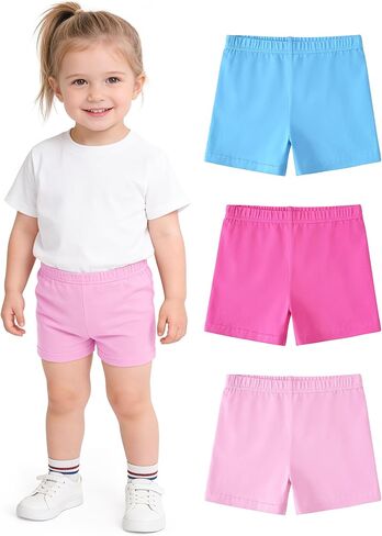 3 Pack Toddler Girl Biker Shorts Baby Girls Cotton Dance Shorts Under Dress Cartwheel Summer Cloth Size 18M-5T in Kuwait