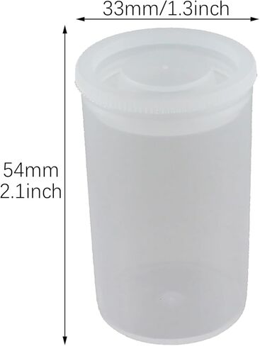 RLECS 25PCS 33x54mm PP Plastic Film Canister Small Item Storage Jar with Lid for Storing Sewing Supplies/Components Mixed Pigments Candy Dispenser in Kuwait