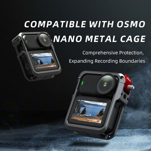 Osmo Nano Metal Cage, Upgrade Aluminum Alloy Protective Frame for DJI OSMO Nano Accessories, with Quick Release Mount Adapter, Cold Shoe and a 1/4"-20 Threaded Hole for Vlog Biking Travel Shooting in Kuwait
