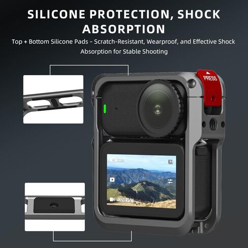 Osmo Nano Metal Cage, Upgrade Aluminum Alloy Protective Frame for DJI OSMO Nano Accessories, with Quick Release Mount Adapter, Cold Shoe and a 1/4"-20 Threaded Hole for Vlog Biking Travel Shooting in Kuwait