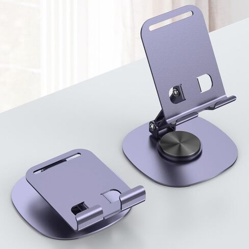 360° Rotating Phone Holder for Desk - Portable & Foldable Cell Phone Stand, Adjustable Tablet Stand for All Mobile Phones (Grey) in Saudi Arabia