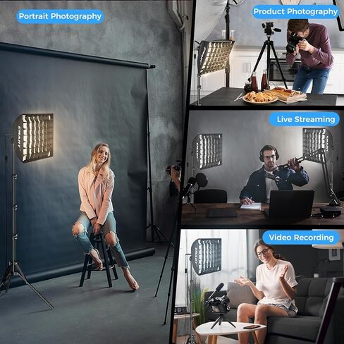 مجموعة إضاءة التصوير الفوتوغرافي Softbox من EMART، صندوق ناعم بسحب 16 بوصة × 16 بوصة مع شبكة قرص العسل، لمبة LED 50 وات 3000K-6000K مع جهاز تحكم عن بعد/التطبيق، مجموعة إضاءة Softbox لتسجيل الفيديو، والبث، والصور (2PACK) in Kuwait