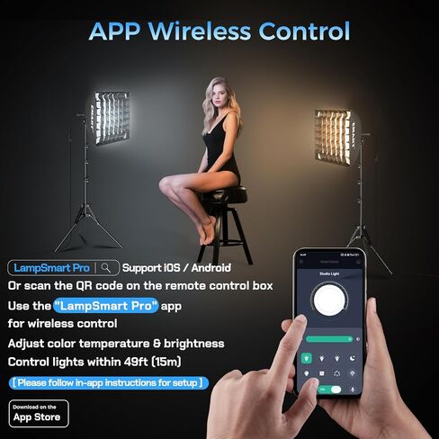 مجموعة إضاءة التصوير الفوتوغرافي Softbox من EMART، صندوق ناعم بسحب 16 بوصة × 16 بوصة مع شبكة قرص العسل، لمبة LED 50 وات 3000K-6000K مع جهاز تحكم عن بعد/التطبيق، مجموعة إضاءة Softbox لتسجيل الفيديو، والبث، والصور (2PACK) in Kuwait