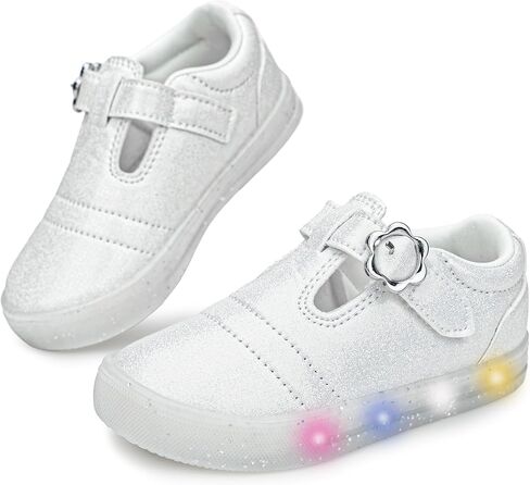 YESKIS Toddler Girls Mary Jane Dress Shoes Light up Ballet Flats for Led Flashing Non-Slip Glitter Girl Party School Shoe for Toddler and Little Kid in Kuwait