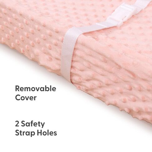 غطاء وسادة تغيير الحفاضات The Peanutshell Minky Dot - غطاء سجادة أطفال فائق النعومة للفتيات، يناسب مفارش طاولة تغيير الحفاضات مقاس 40.64 سم × 81.28 سم - وردي، عبوتان in Kuwait