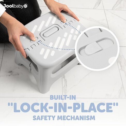 مقعد قابل للطي مقاس 8.6 بوصة من Lock 'n Step لتدريب الأطفال على استخدام الحمام، ويحمل البالغين حتى وزن 200 رطل - قفل أمان يمنع القرص - Jool Baby in Kuwait