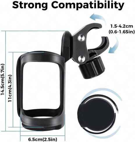 Universal 360° Rotating Cup Holder, 2-Pack - Fits for Boat, Pontoon, Stroller and Bike - Features Elastic Grip, Tool-Free Installation ，Securely Holds 20oz to 40oz Drinkware for Outdoor Activities in Kuwait