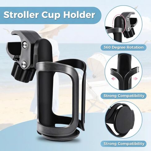 Universal 360° Rotating Cup Holder, 2-Pack - Fits for Boat, Pontoon, Stroller and Bike - Features Elastic Grip, Tool-Free Installation ，Securely Holds 20oz to 40oz Drinkware for Outdoor Activities in Kuwait