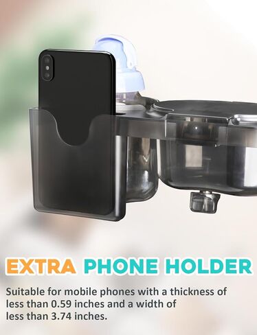 صينية الوجبات الخفيفة لعربة الأطفال، حامل أكواب 3 في 1 مع مشبك وقبضة سيليكون، ملحق صينية الوجبات الخفيفة قابل للفصل للأطفال الصغار والأطفال، تغذية أثناء التنقل in Kuwait