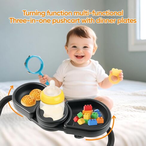 صينية الوجبات الخفيفة متوافقة مع Baby Jogger City Mini GT2 - ملحق صينية الوجبات الخفيفة لعربة الأطفال 3 في 1 خالية من مادة BPA مع حاملات أكواب عميقة، سهلة التركيب، تناسب المقود المنحني للداخل in Kuwait