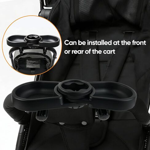 صينية الوجبات الخفيفة متوافقة مع Baby Jogger City Mini GT2 - ملحق صينية الوجبات الخفيفة لعربة الأطفال 3 في 1 خالية من مادة BPA مع حاملات أكواب عميقة، سهلة التركيب، تناسب المقود المنحني للداخل in Kuwait