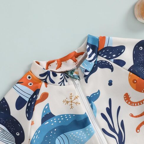 Newborn Infant Baby Boy Girls Shark One Piece Swimsuit Short Sleeve Zip Up Rash Guard Swimwear Beach Bathing Suits in Saudi Arabia