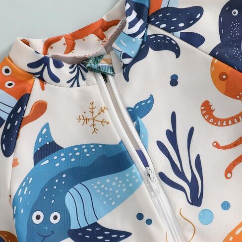 Newborn Infant Baby Boy Girls Shark One Piece Swimsuit Short Sleeve Zip Up Rash Guard Swimwear Beach Bathing Suits in Saudi Arabia
