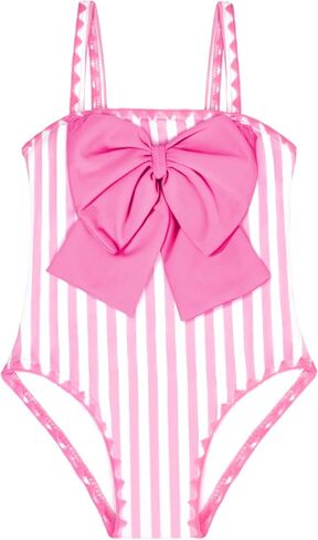 Toddler Girls One Piece Swimsuit Cute Bow Bathing Suit Adjustable Straps Color Block Swimwear for Baby Girls 12M-8Y in Kuwait