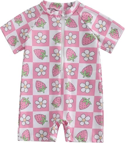 Newborn Infant Baby Boy Girls Shark One Piece Swimsuit Short Sleeve Zip Up Rash Guard Swimwear Beach Bathing Suits in Kuwait