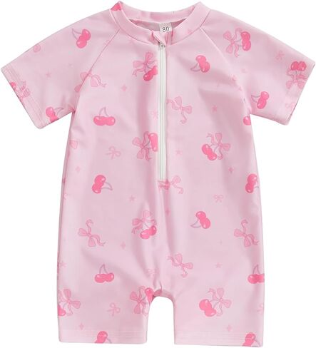 Newborn Infant Baby Boy Girls Shark One Piece Swimsuit Short Sleeve Zip Up Rash Guard Swimwear Beach Bathing Suits in Saudi Arabia