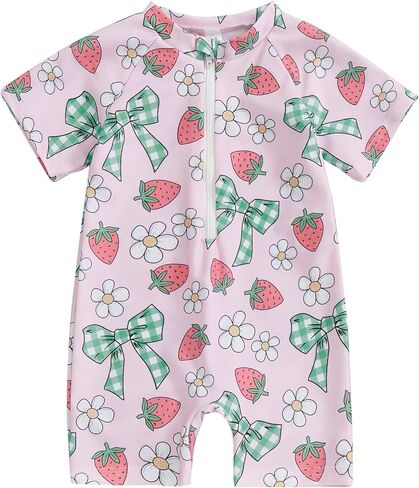 Newborn Infant Baby Boy Girls Shark One Piece Swimsuit Short Sleeve Zip Up Rash Guard Swimwear Beach Bathing Suits in Saudi Arabia