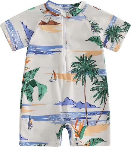 Newborn Infant Baby Boy Girls Shark One Piece Swimsuit Short Sleeve Zip Up Rash Guard Swimwear Beach Bathing Suits in Saudi Arabia