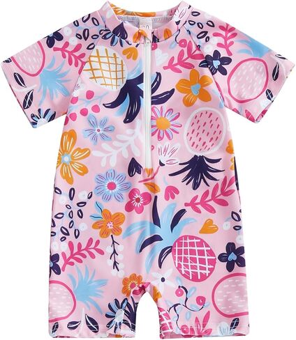 Newborn Infant Baby Boy Girls Shark One Piece Swimsuit Short Sleeve Zip Up Rash Guard Swimwear Beach Bathing Suits in Saudi Arabia